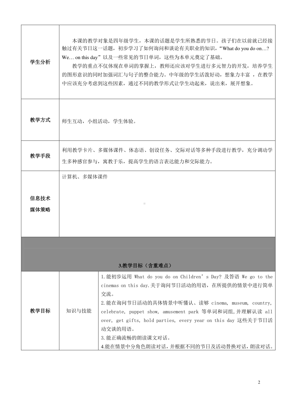 北京版四下UNIT FIVE IS MAY DAY A HOLIDAY Lesson 16教案、教学设计(配套课件编号：f1b1c).doc_第2页