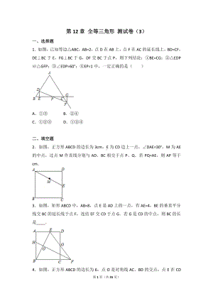 八年级上册数学人教版第12章 全等三角形 测试卷（3）.doc