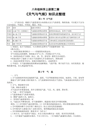 初中科学浙教版八年级上册第二章《天气与气候 》知识点整理.doc