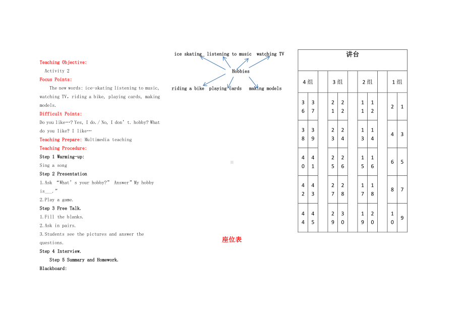 （广东）粤人版四年级下册-Unit 7 Hobbies-Lesson 2-教案、教学设计--(配套课件编号：20a03).docx_第1页