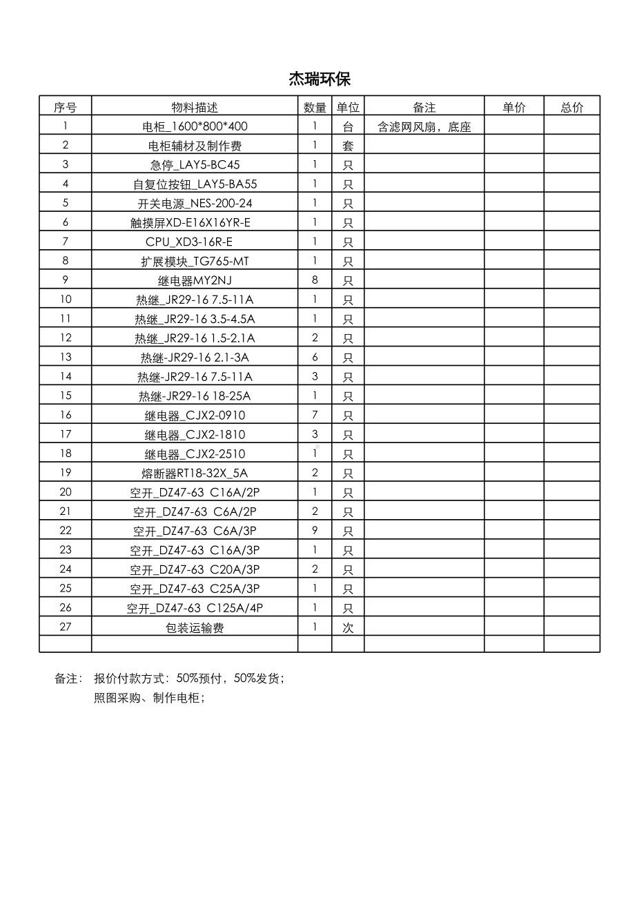 垃圾渗透液一体化设备控制电柜报价20210123(1).xlsx_第1页