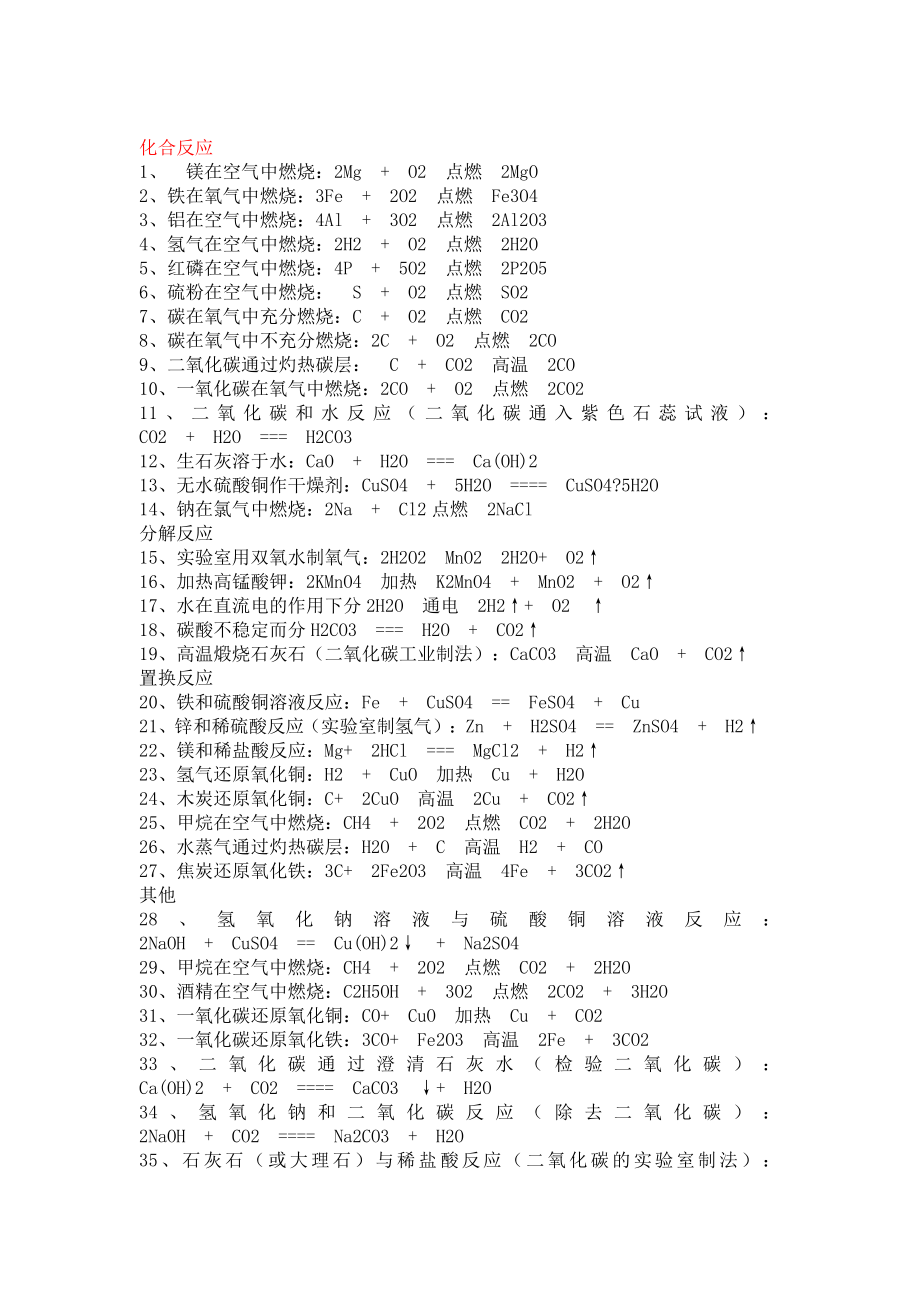 中考复习化学方程式大全.doc_第1页