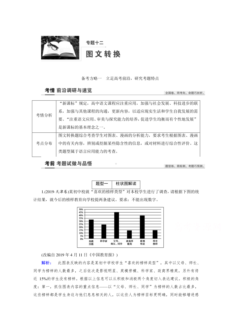 2022高考语文一轮复习教学案讲义：专题十二 图文转换（含解析）.doc_第1页