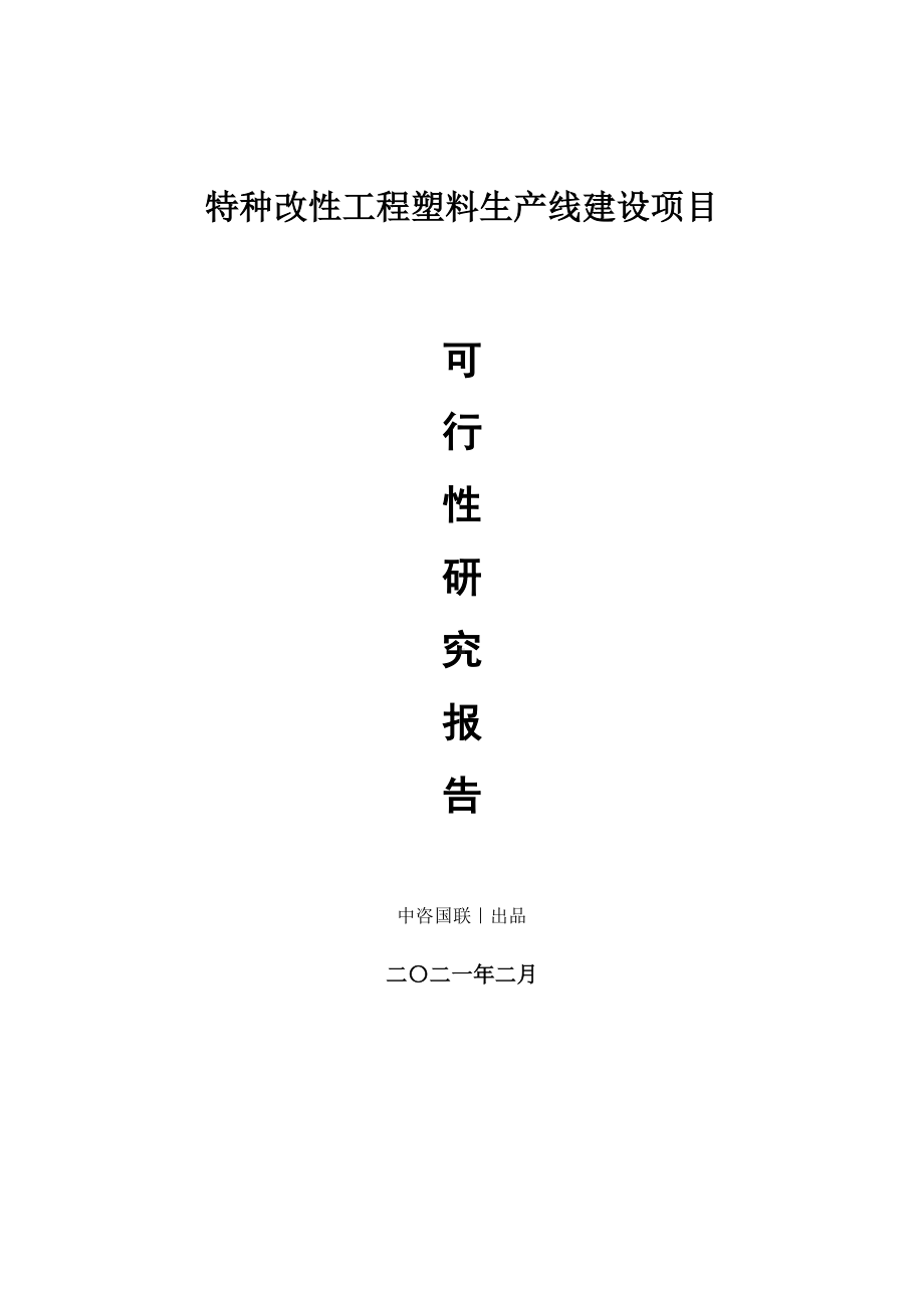 特种改性工程塑料生产建设项目可行性研究报告.doc_第1页