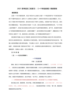 2021高考语文二轮复习：《一个幸运的贼》精读精炼.docx