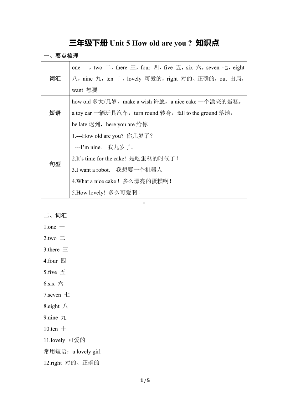 苏州译林版三年级英语下册第五单元知识点梳理附练习及答案.pdf_第1页