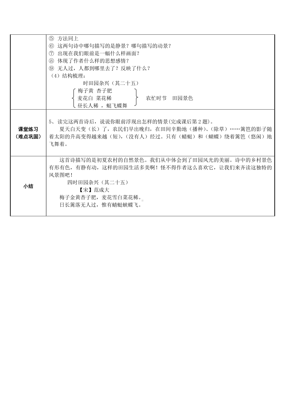 四年级语文下册教案-1、古诗词三首四时田园杂兴-人教部编版(2).docx_第2页