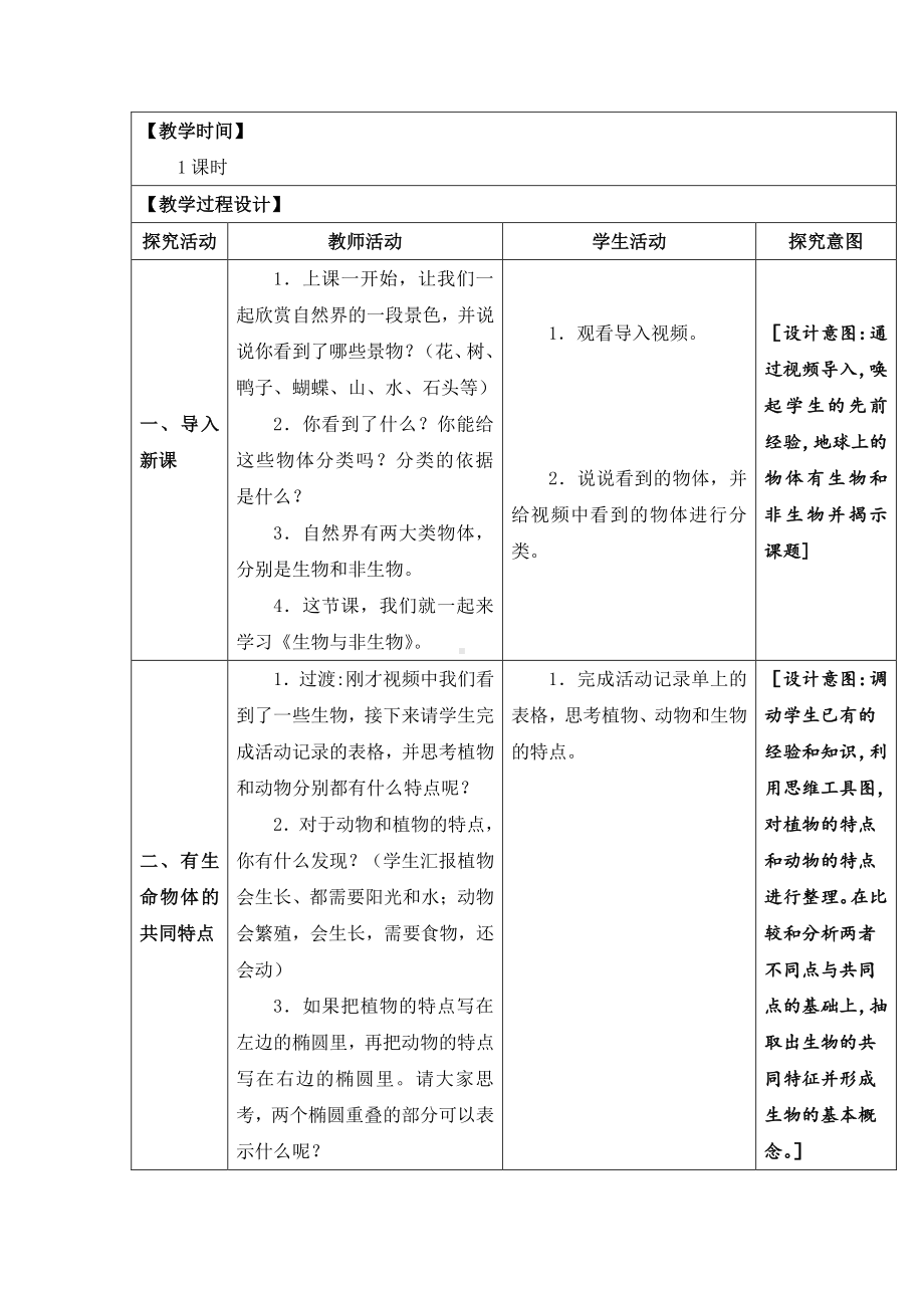 2021新苏教版四年级下册科学15．生物与非生物-教案、教学设计（表格式）.docx_第3页