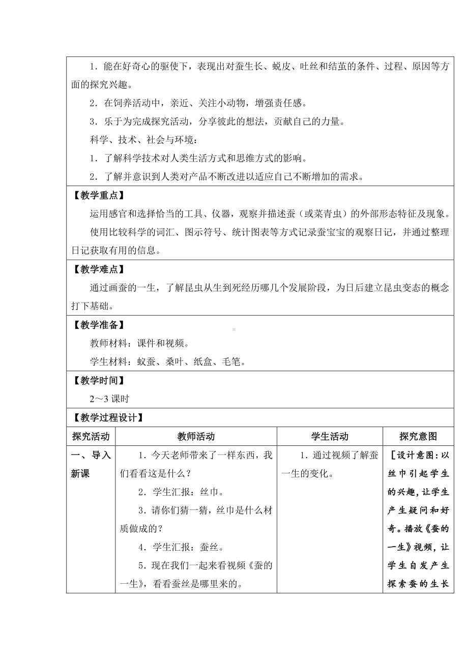 2021新苏教版四年级下册科学10. 养昆虫-教案、教学设计（表格式）.docx_第3页