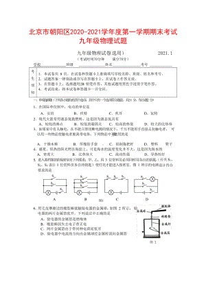 北京市朝阳区2020-2021学年度第一学期期末考试九年级物理试题（含答案）.docx