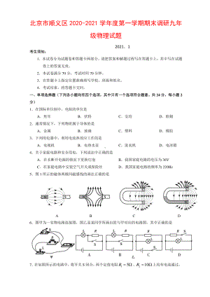 北京市顺义区2020-2021学年度第一学期期末调研九年级物理试题.docx