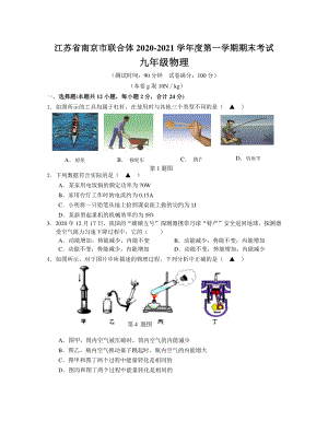 江苏省南京市联合体2020-2021学年第一学期期末考试九年级物理试题（附答案）.doc