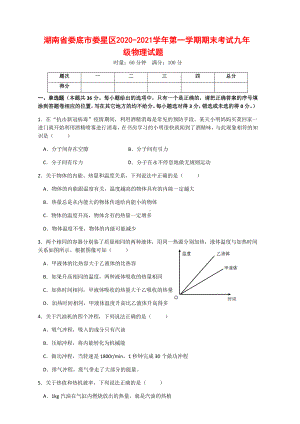 湖南省娄底市娄星区2020-2021学年第一学期期末考试九年级物理试题（附答案）.docx