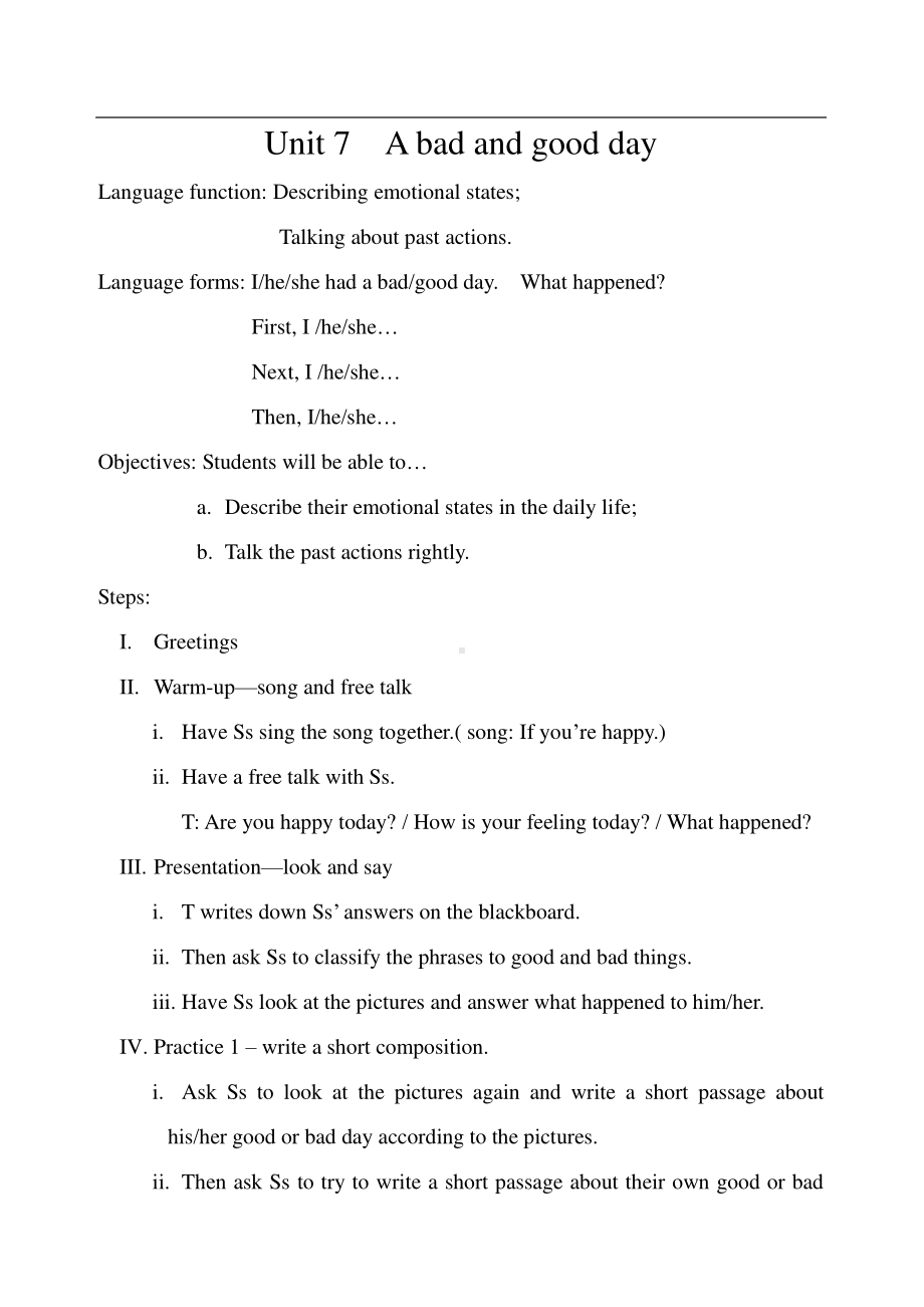 （广东）粤人版六年级下册-Unit 3 A Lucky Day-Lesson 4-教案、教学设计--(配套课件编号：90614).doc_第1页