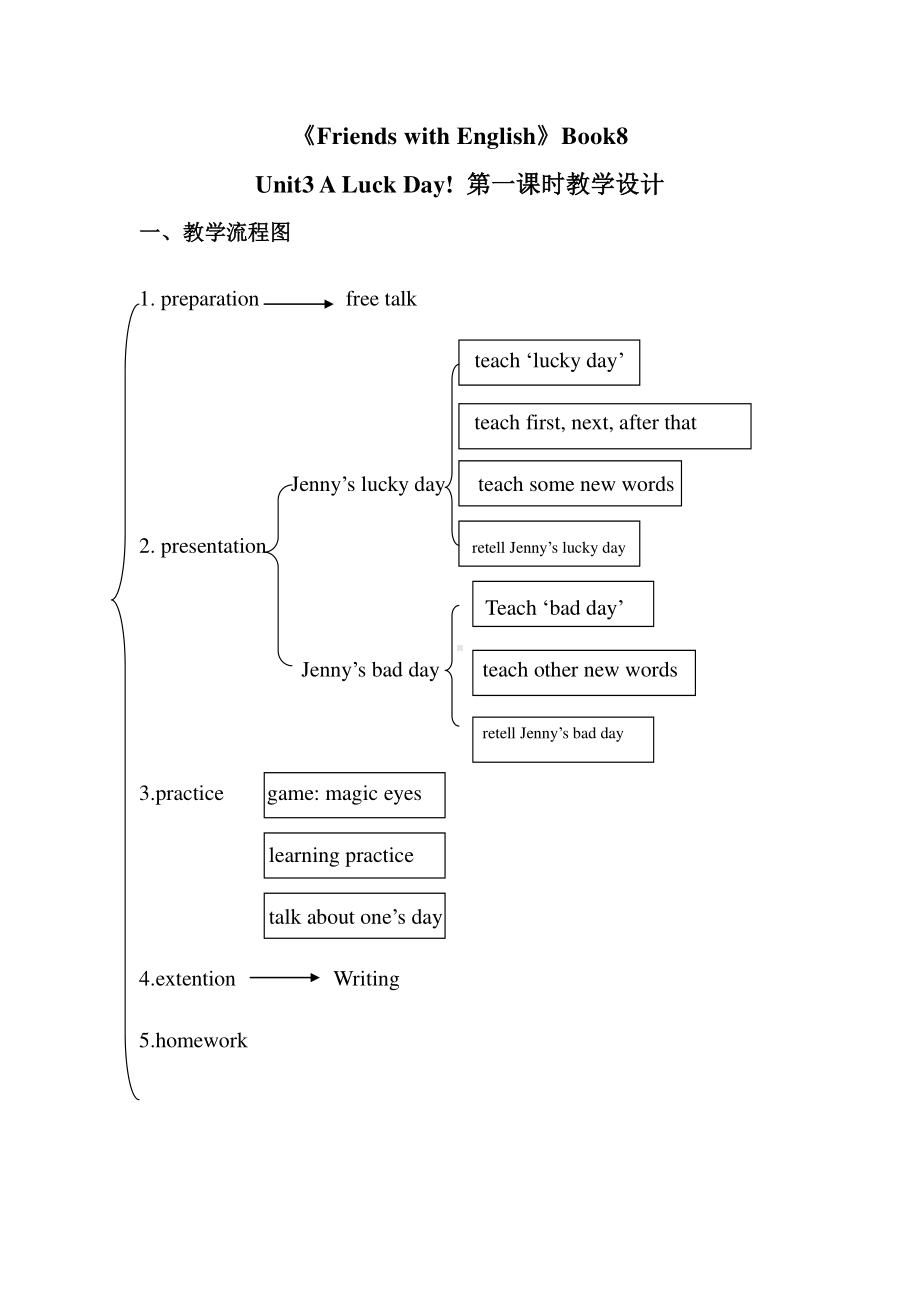 （广东）粤人版六年级下册-Unit 3 A Lucky Day-Lesson 1-教案、教学设计--(配套课件编号：70cdd).doc_第1页