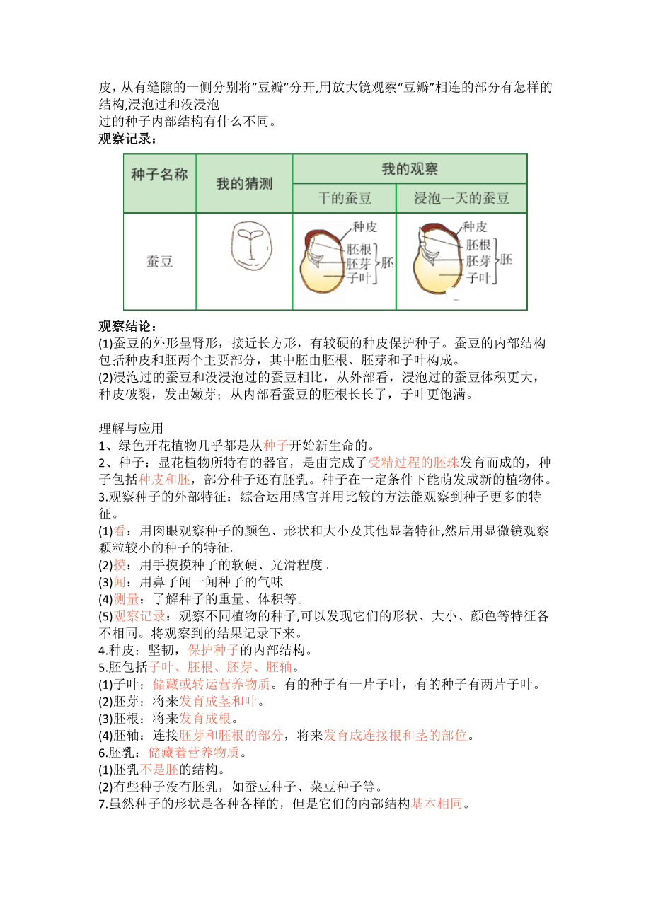 2021新教科版四年级下册科学1.1种子里孕育着新生命（实验指导）.doc_第2页