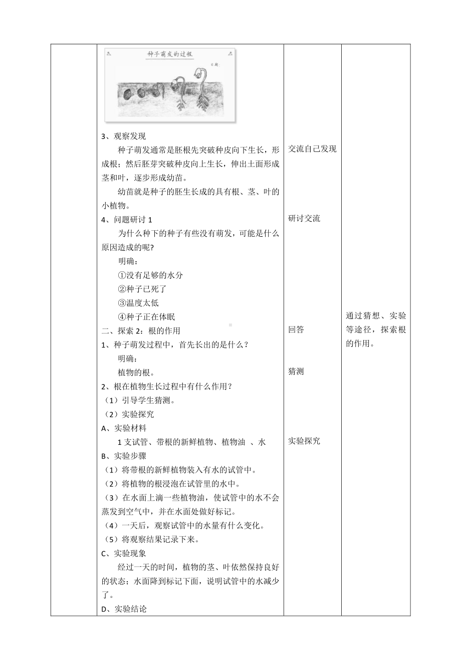 教科版四年级科学下册 1.3《种子长出了根》优秀教案（2套）.doc_第2页