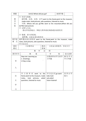 湘少版五年级下册英语-Unit 12 Where did you go -教案、教学设计--(配套课件编号：71bab).docx