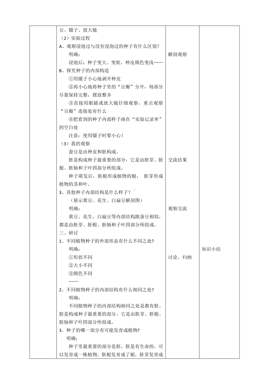 教科版四年级科学下册 1.1《种子里孕育着新生命》优秀教案（2套）.doc_第3页