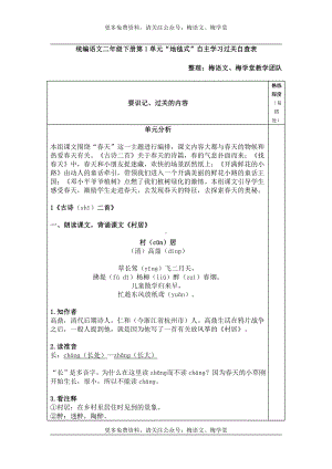 部编语文二年级下册第1单元 “地毯式”自主学习过关自查表.pdf