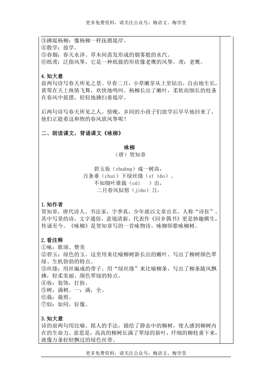 部编语文二年级下册第1单元 “地毯式”自主学习过关自查表.pdf_第2页