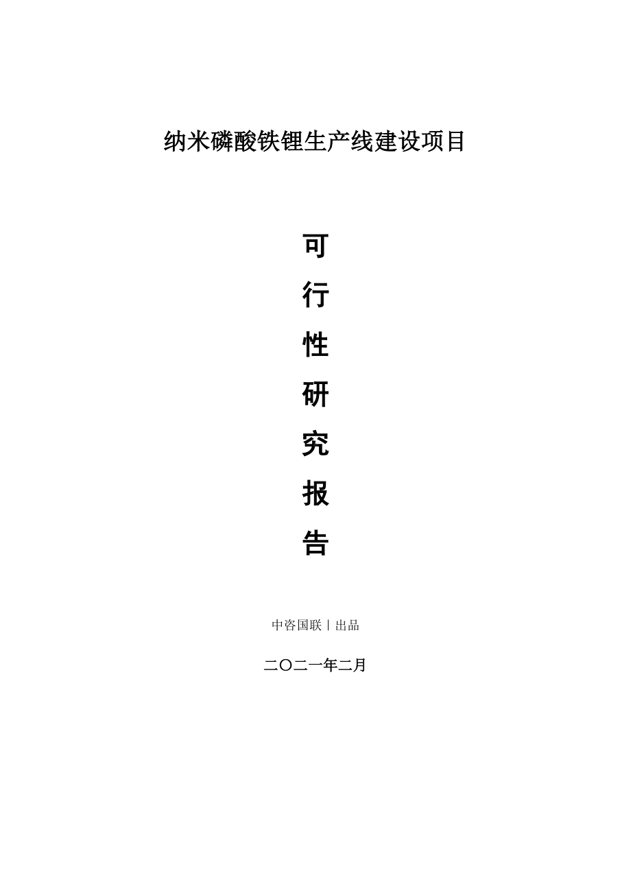 纳米磷酸铁锂生产建设项目可行性研究报告.doc_第1页