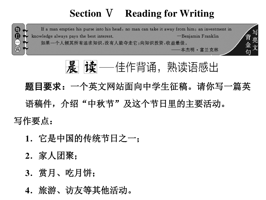 Unit 4 Section ⅤReading for Writing （新教材）人教版（2019）必修第二册课件.ppt_第1页