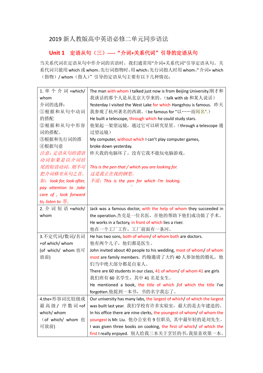 （新教材）2019新人教版高中英语必修二Unit1单元同步语法讲练.docx_第1页