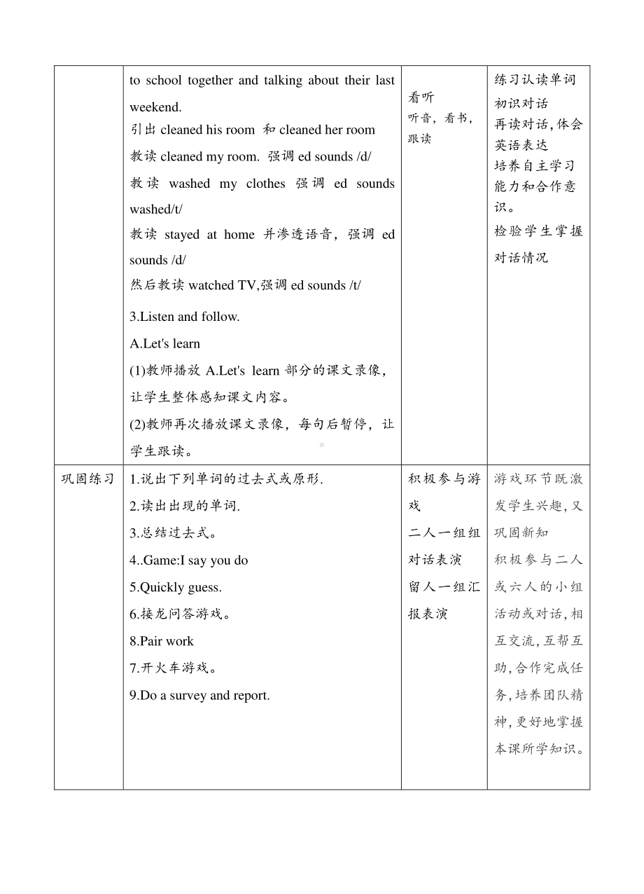 六年级要英语下册教案：Unit 2 Last weekend Part A let’s learn人教PEP版.doc_第2页