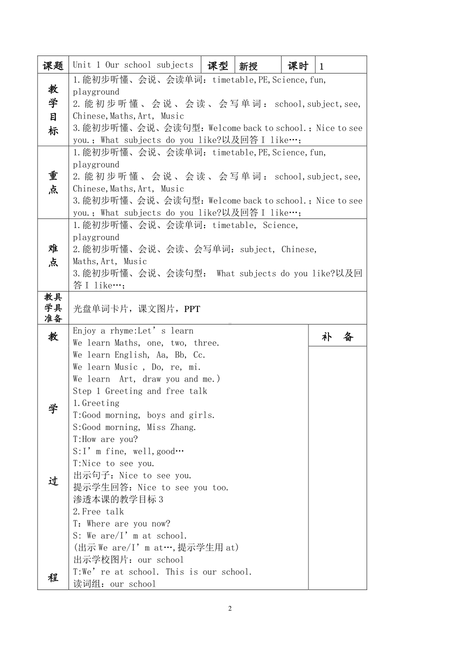 南京牛津译林四年级英语下册全册教案.docx_第2页