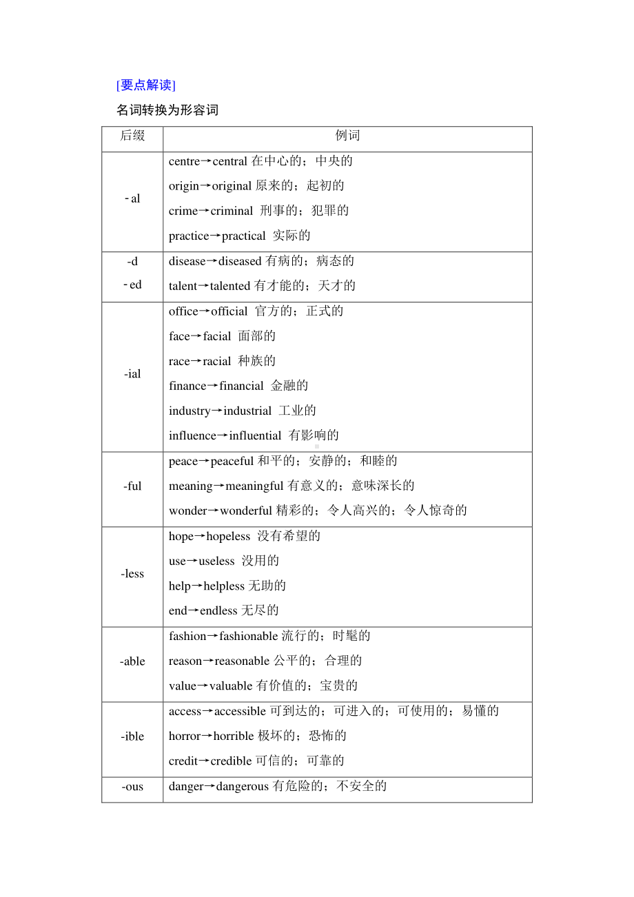 2022届高考（统考版）英语人教版一轮复习教学案：板块2 第1讲　名词转换为形容词、名词或动词 （含解析）.doc_第3页