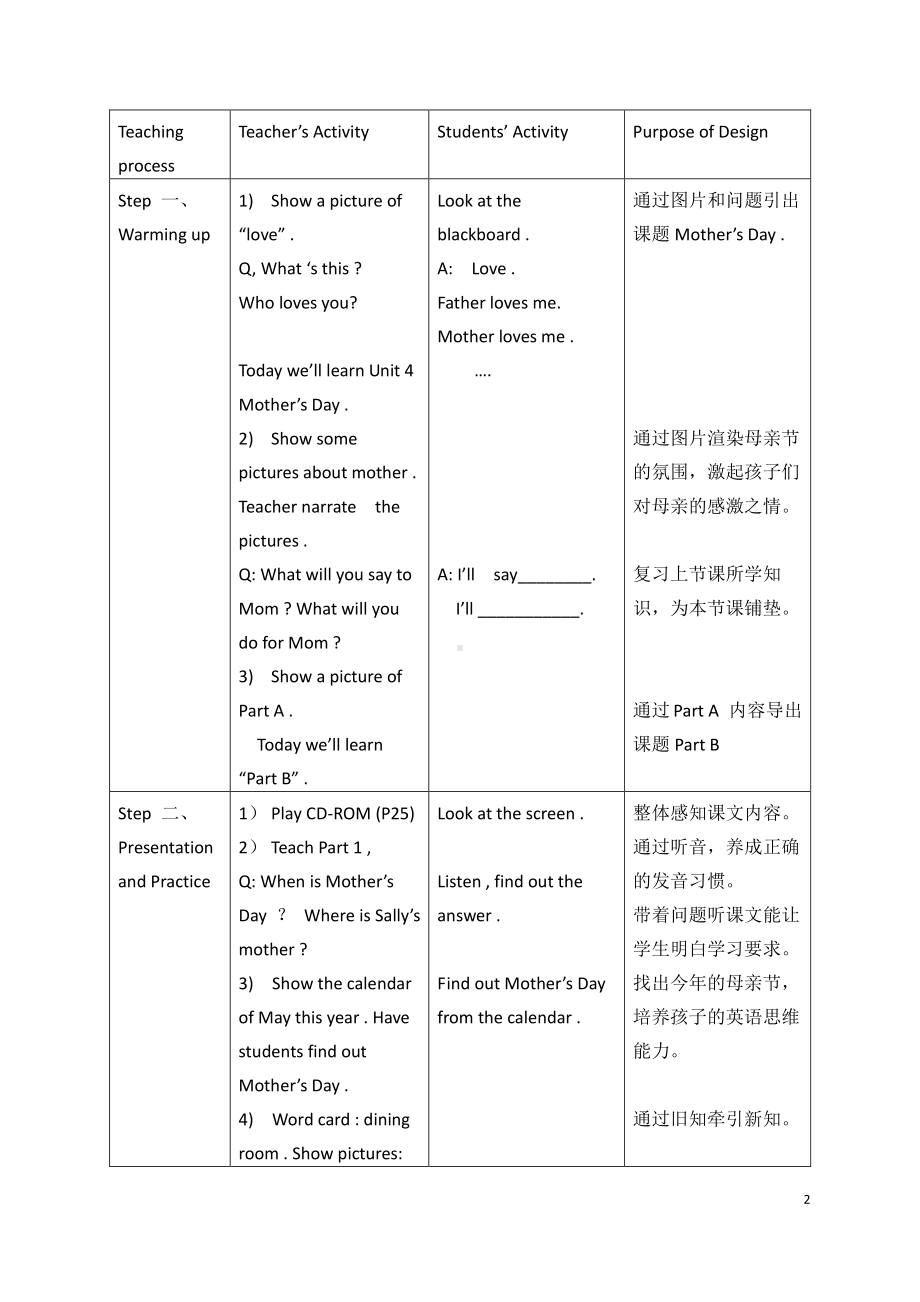 闽教版六年级下册-Unit 4 Mother's Day-Part B-教案、教学设计--(配套课件编号：13b5f).doc_第2页