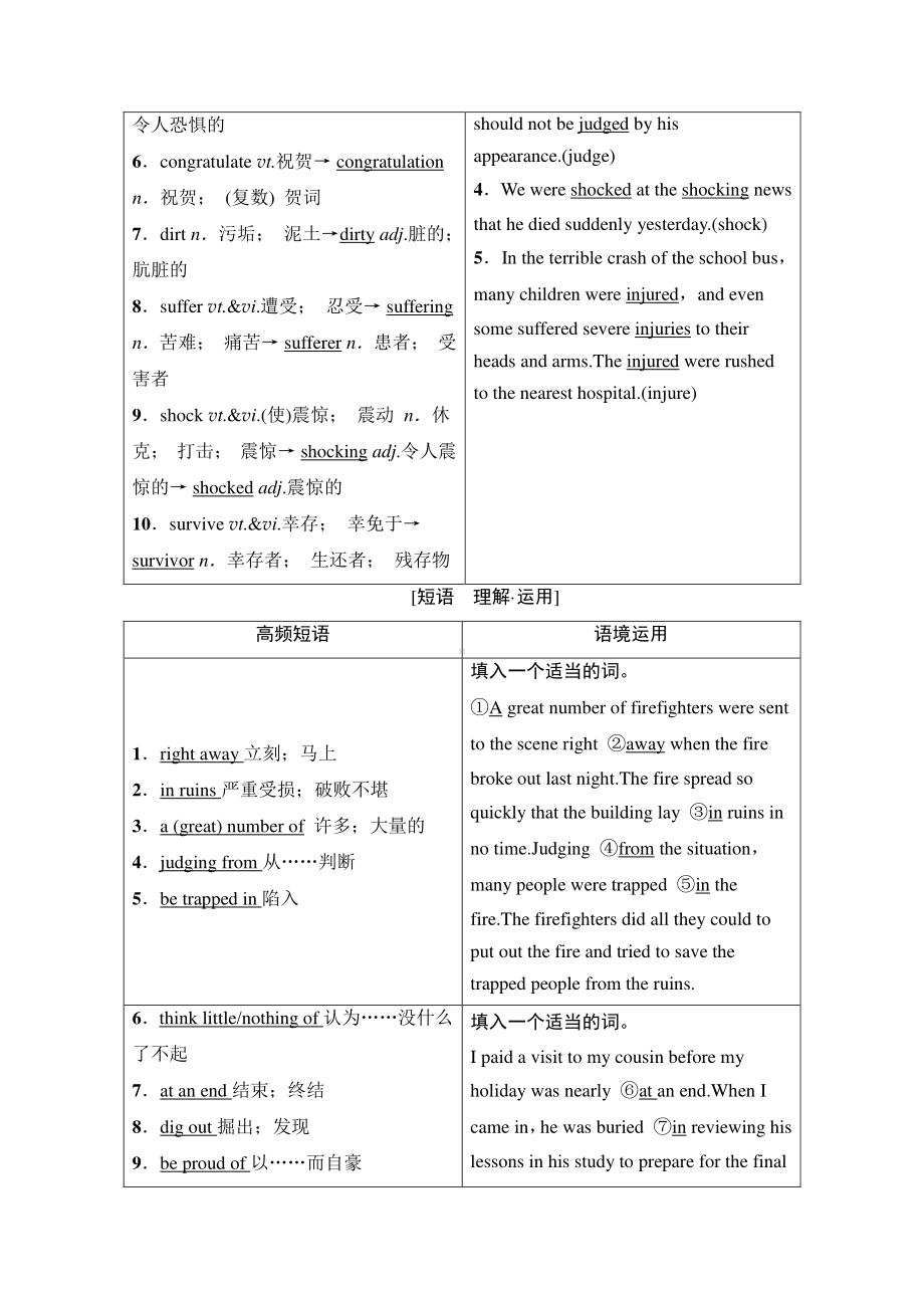 2022届高考（统考版）英语人教版一轮复习教学案：必修1 Unit 4　Earthquakes （含解析）.doc_第3页