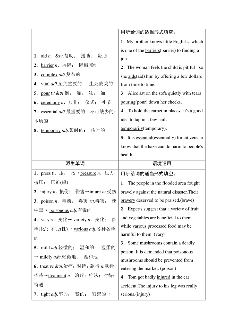 2022届高考（统考版）英语人教版一轮复习教学案：必修5 Unit 5　First aid （含解析）.doc_第2页