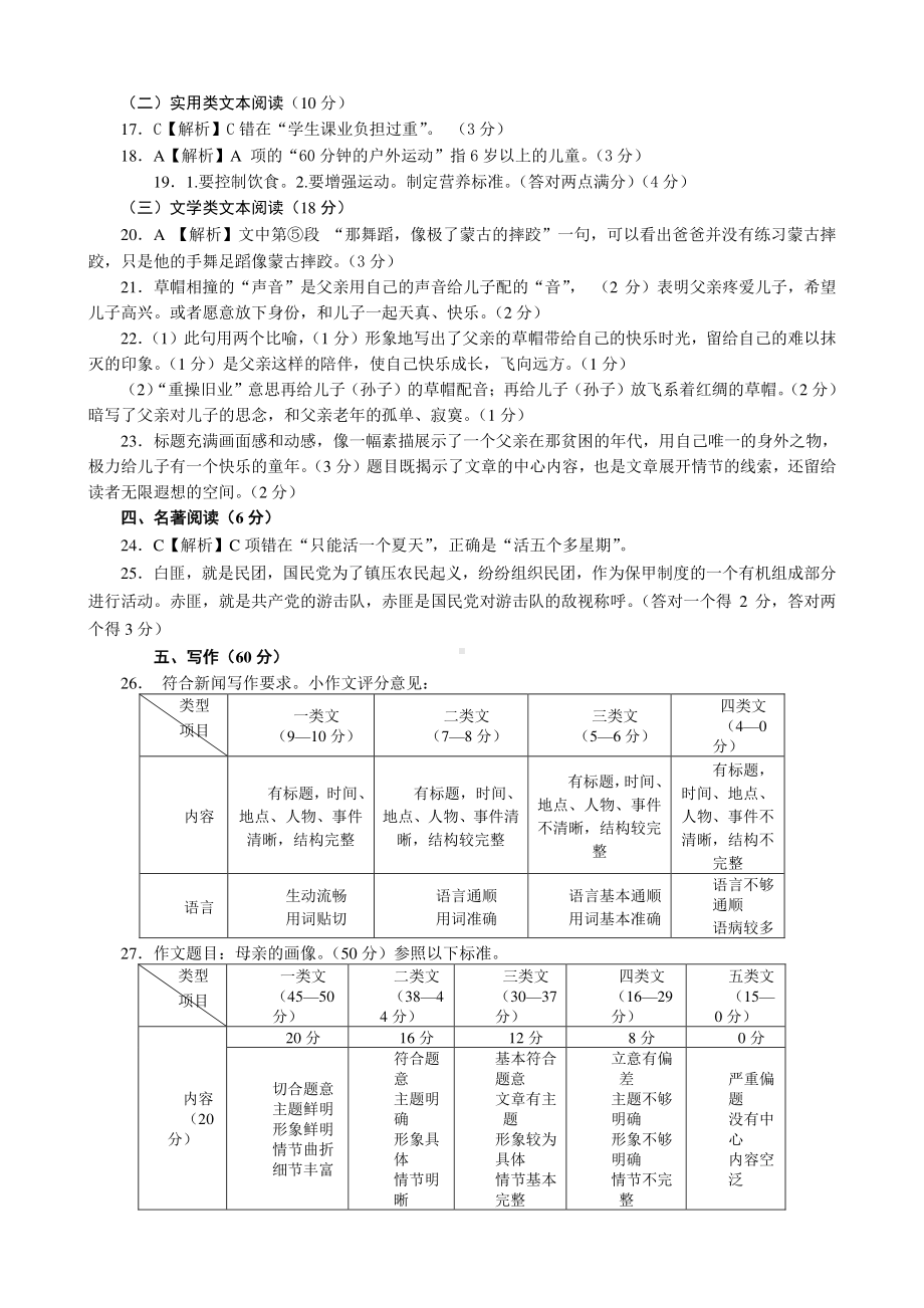 2020年元月 八年级语文上册参考答案 期末考试.docx_第2页