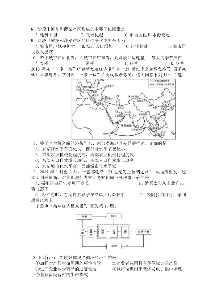 2022版地理高考二轮专题测试卷：第七专题 人类生产活动（含解析）.docx_第2页