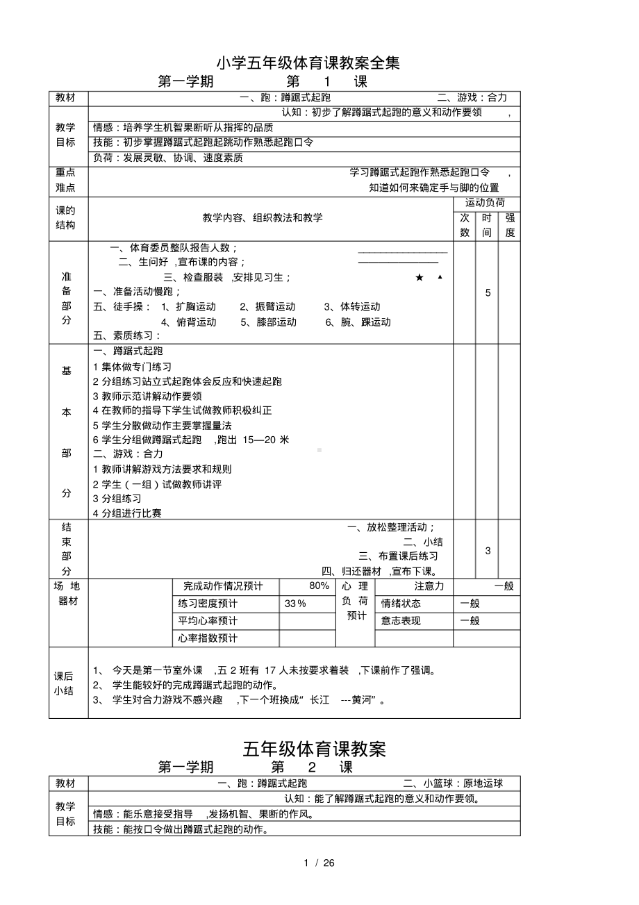 小学体育五年级教案全集（pdf版）.pdf_第1页