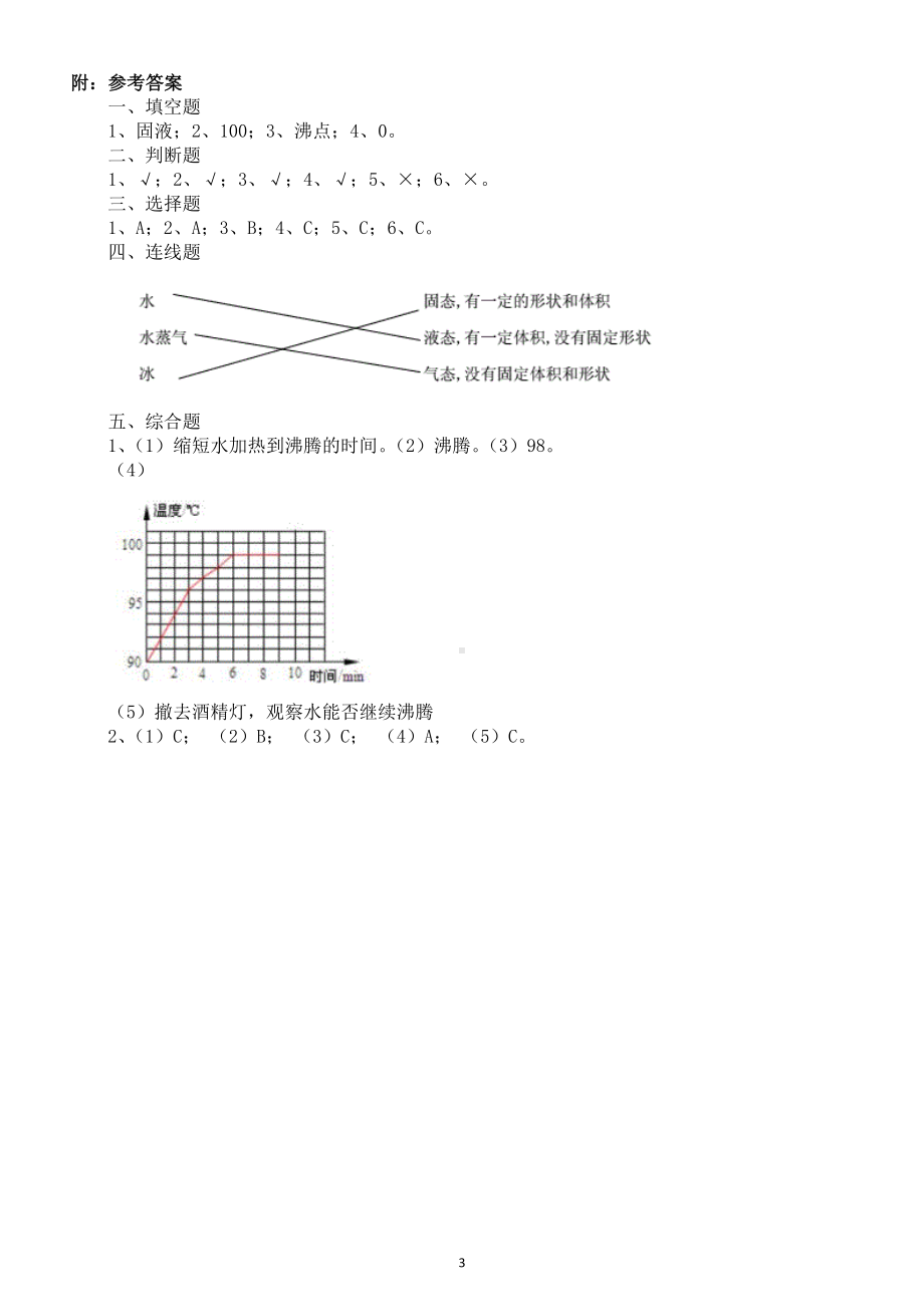 2021小学科学苏教版四年级下册第一单元《 冷和热》第3课《水受热以后》测试题.doc_第3页