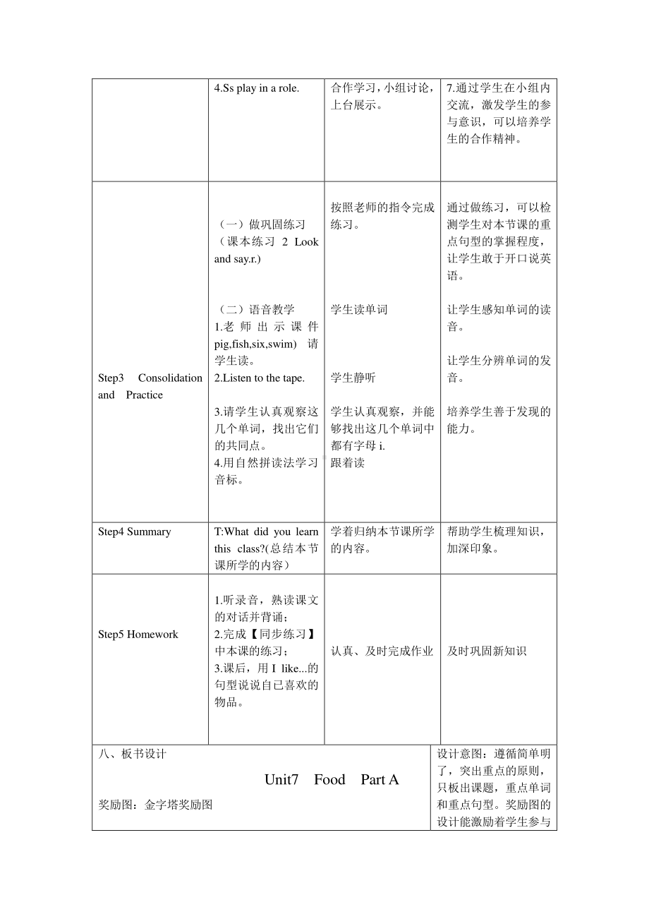 闽教版三年级下册Unit 3 Food-Part A-教案、教学设计-公开课-(配套课件编号：7009e).doc_第3页