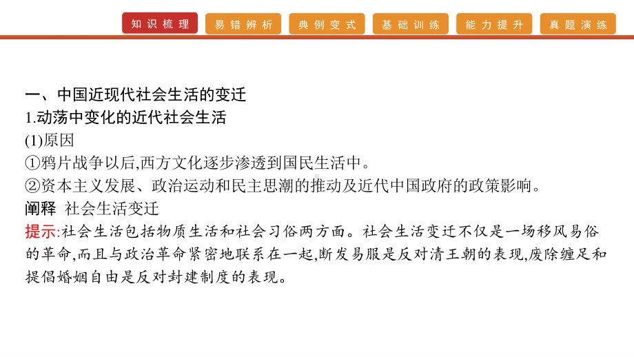 2022届高考历史艺考复习课件：第21讲　中国近现代社会生活的变迁.pptx_第2页