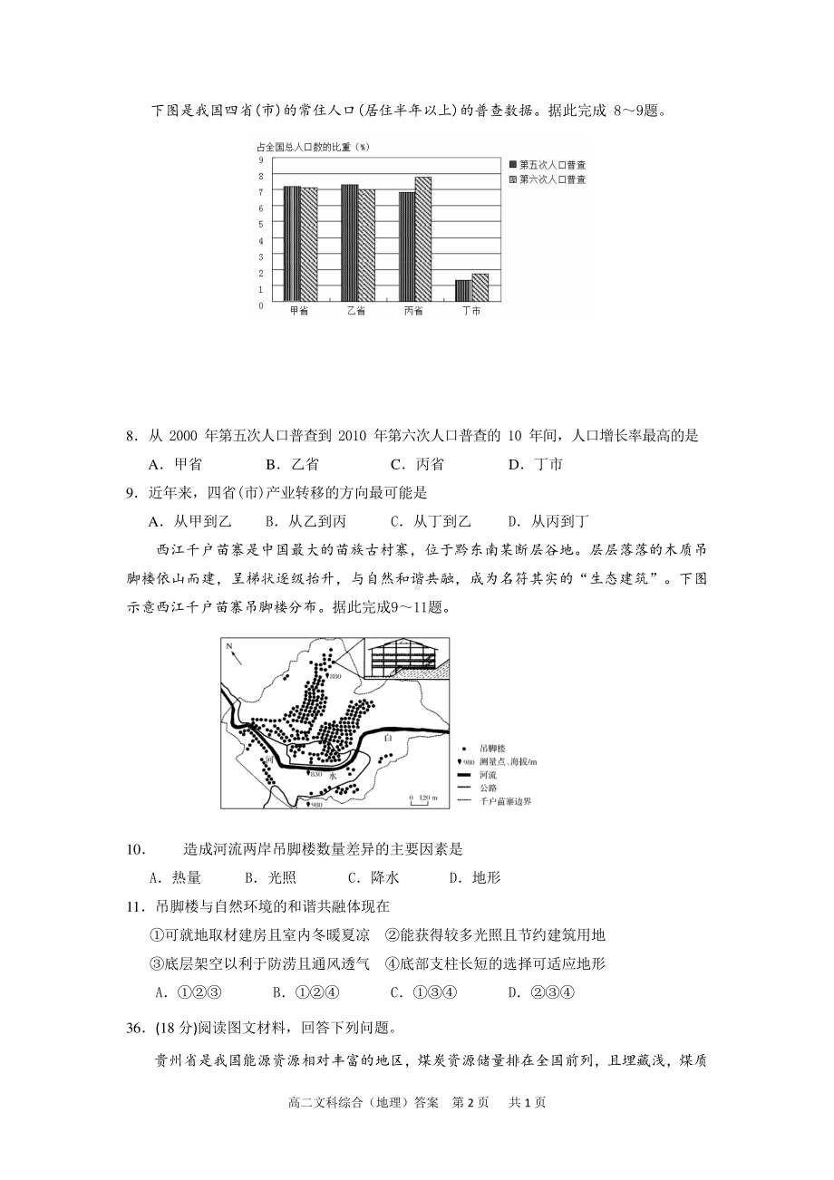 眉山市2020-2021学年高二上学期期末考试文综-地理试题.doc_第2页