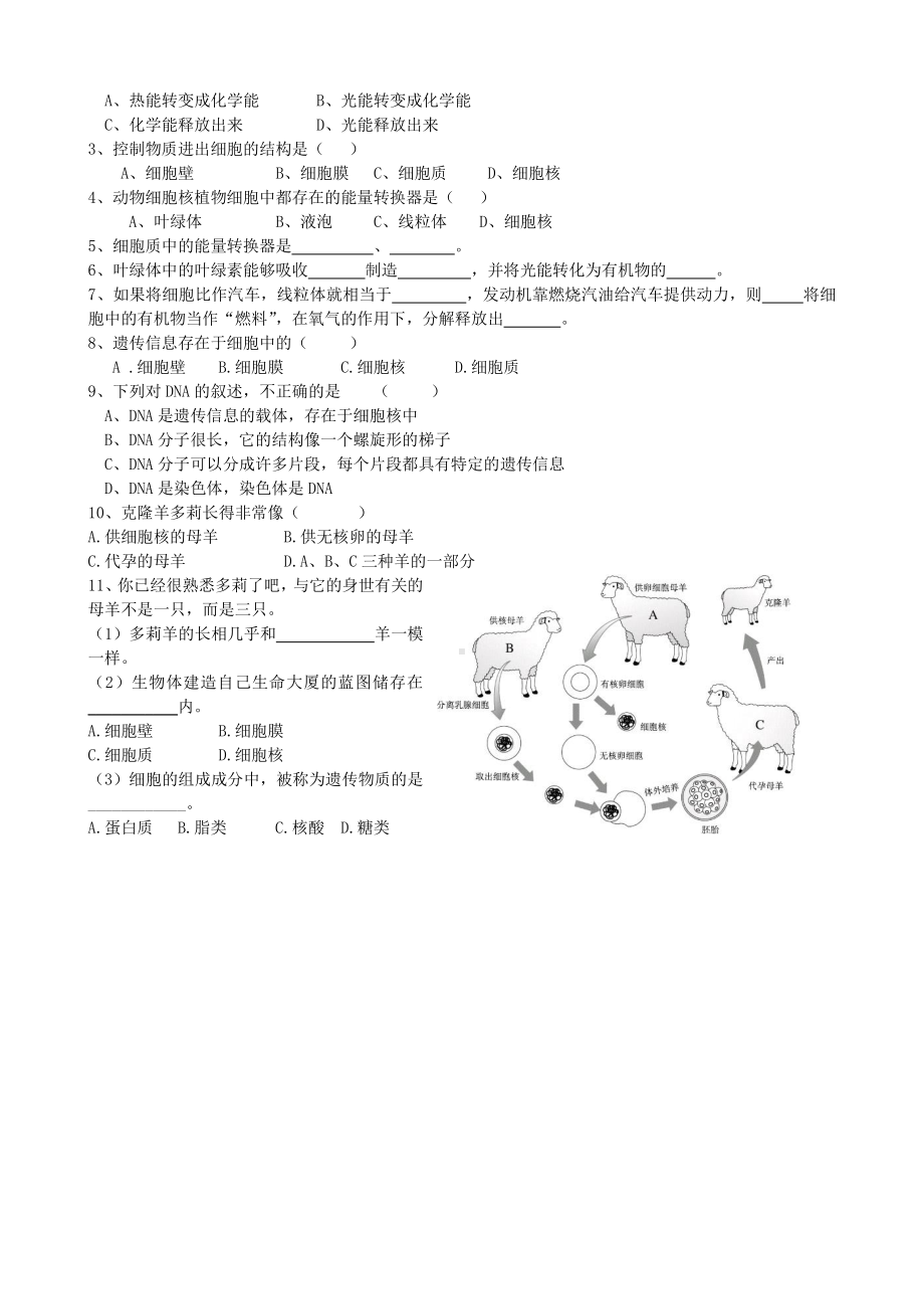 （七上生物人教版学案）2.1.4细胞的生活.doc_第2页