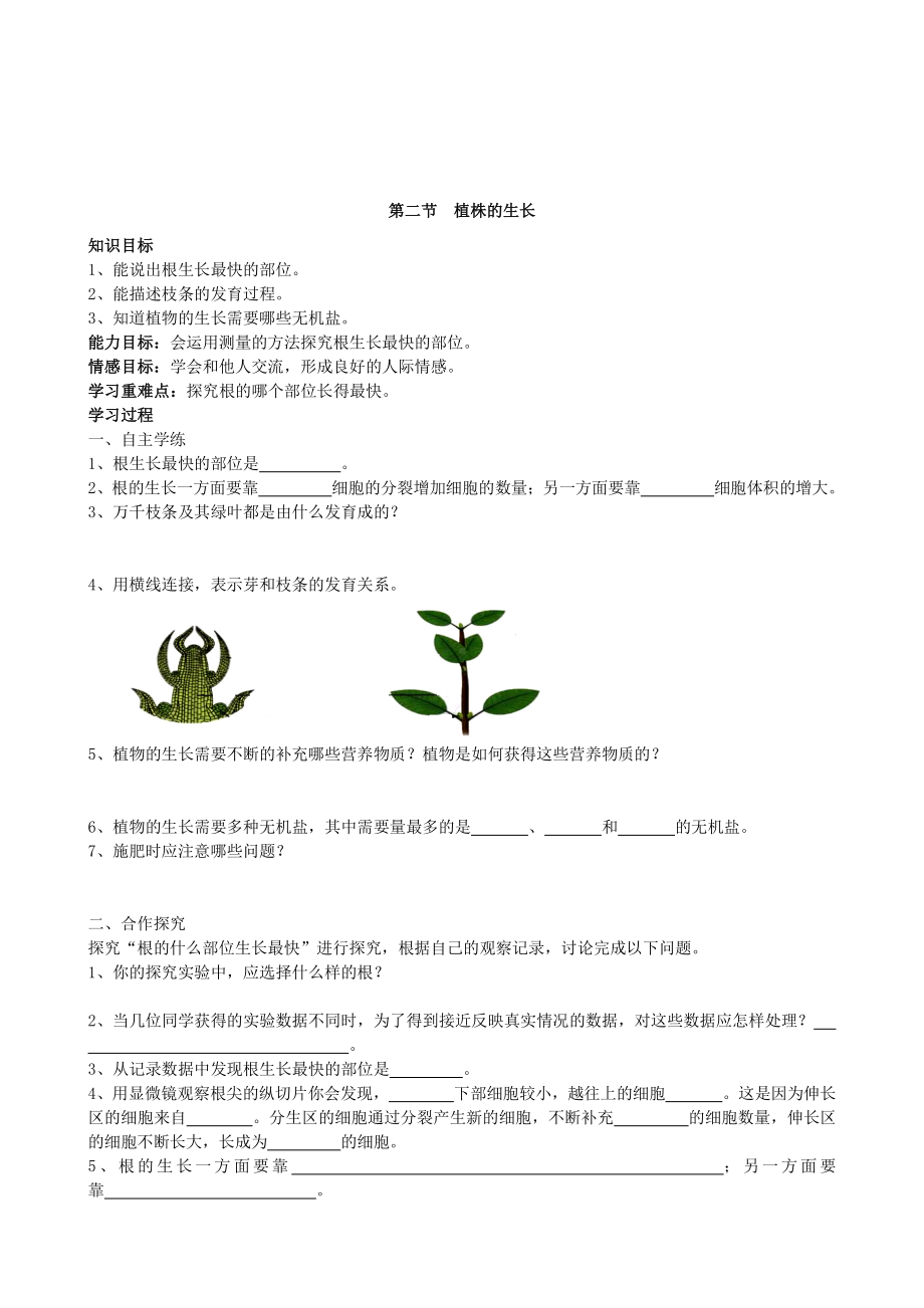 （七上生物人教版学案）3.2.2植株的生长.doc_第1页