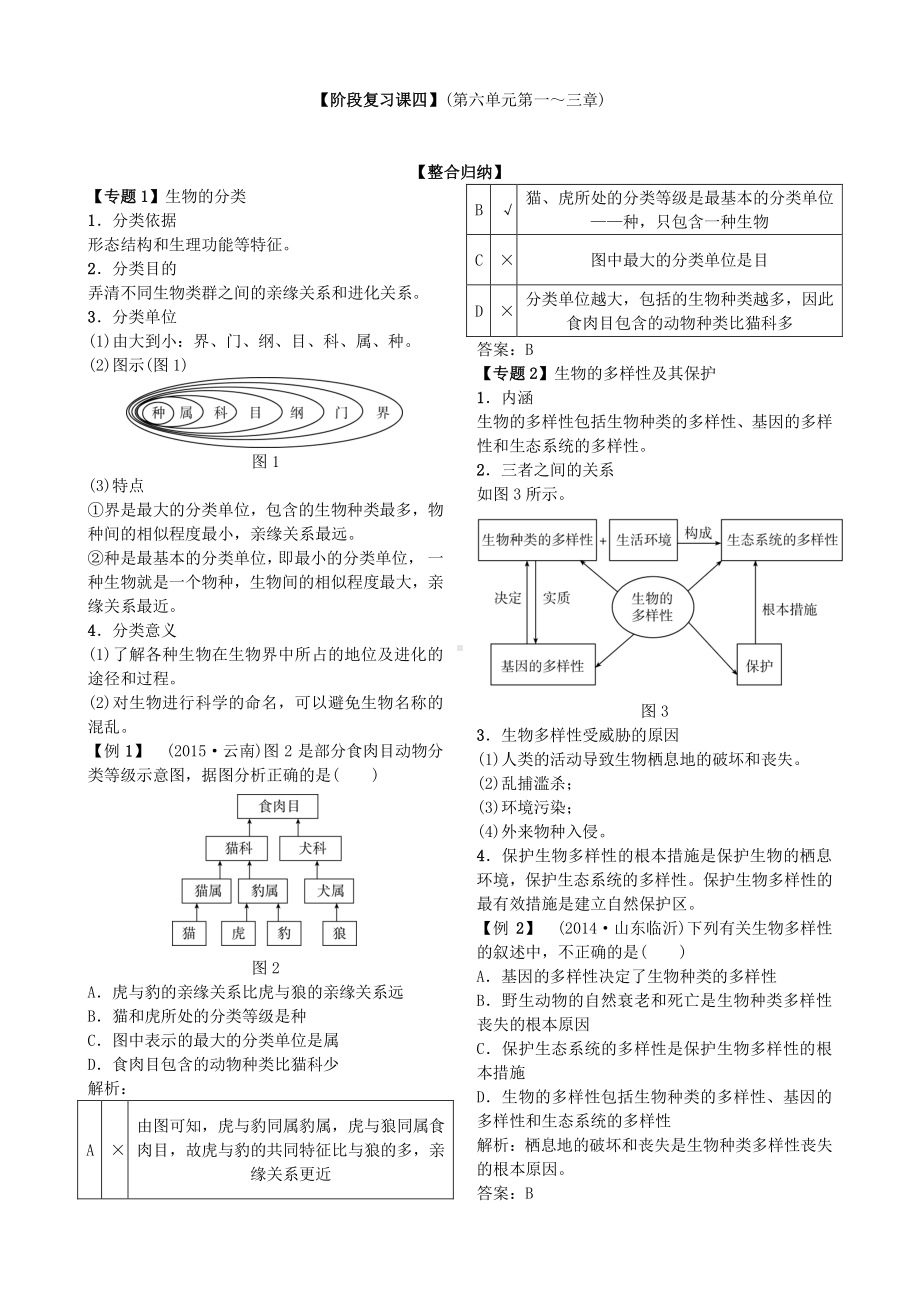 第六单元第三章 保护生物的多样性 复习课.docx_第1页