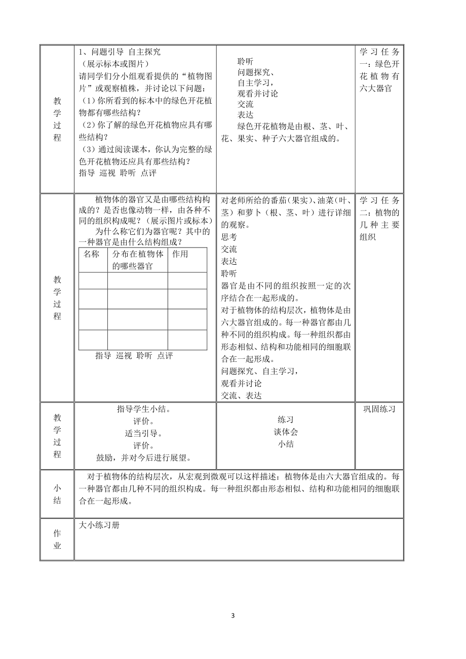 （七上生物人教版教案）2.2.3植物体的结构层次.doc_第3页