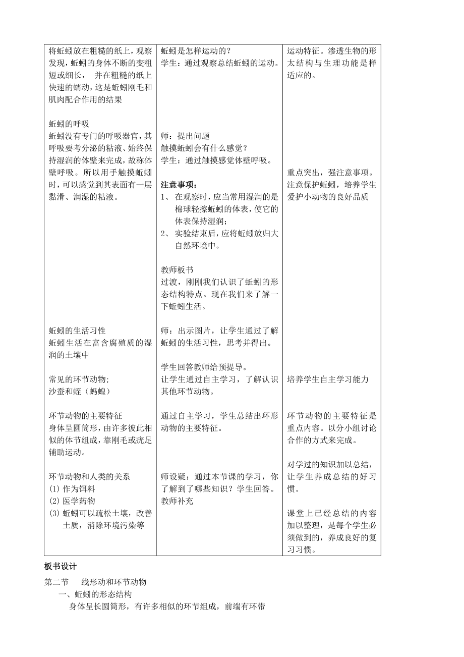 （八上生物人教版教案）第二节 线形动物和环节动物（第二课时）.docx_第2页