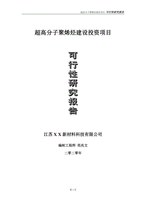 超高分子聚烯烃建设投资项目可行性研究报告-实施方案-立项备案-申请.doc