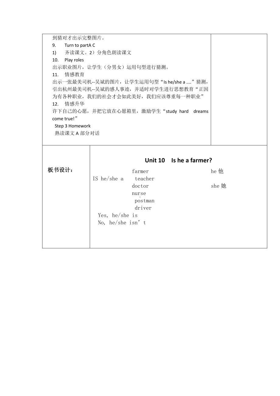 湘少版三年级下册-Unit 10 Is he a farmer -教案、教学设计-市级优课-(配套课件编号：316fc).docx_第2页