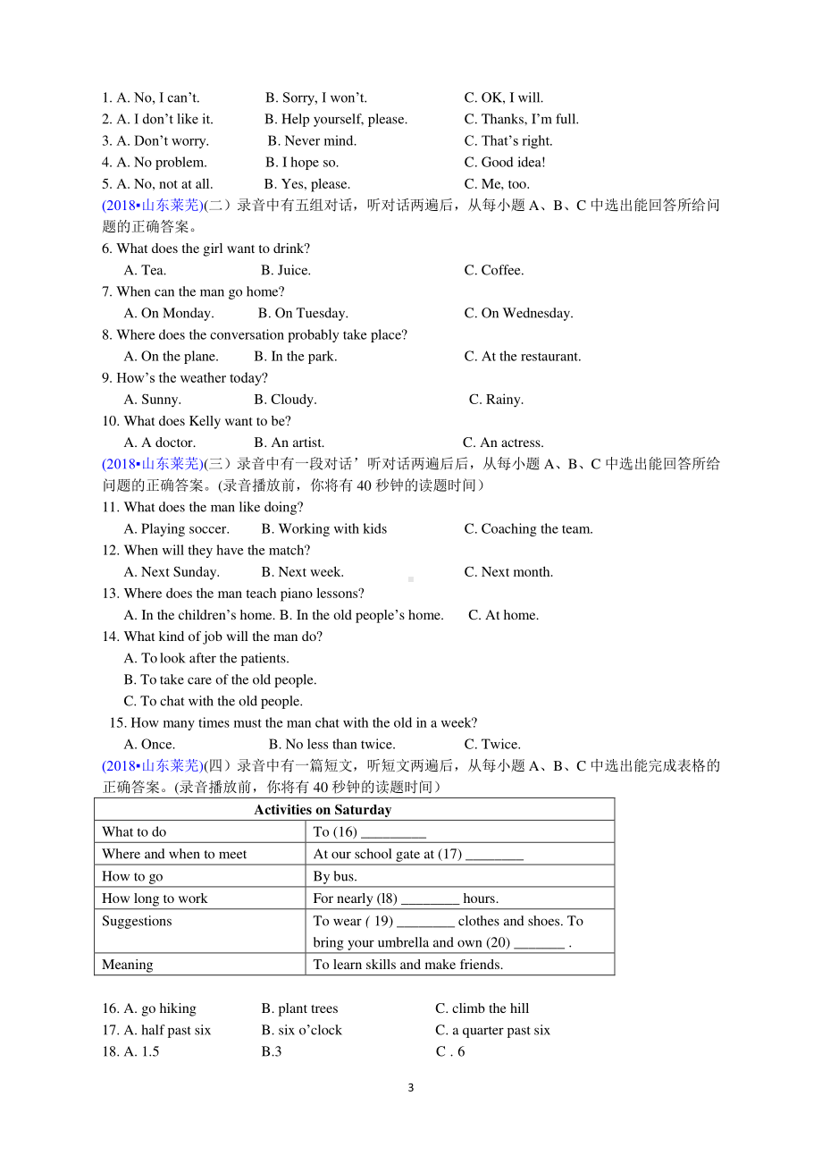 2018中考英语真题分类汇编：专题11、听力试题及录音材料.doc_第3页