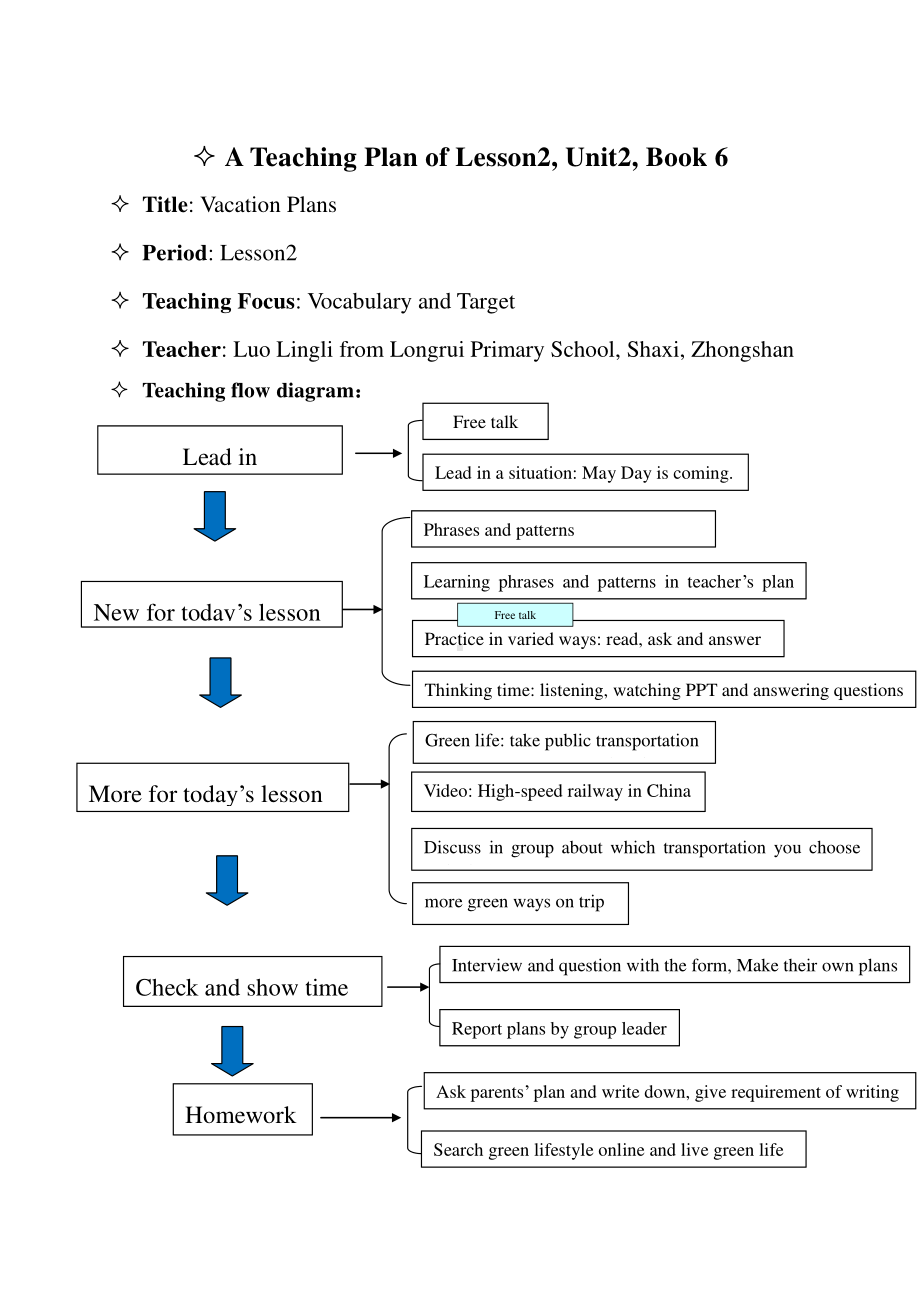 （广东）粤人版五年级下册英语Unit 2 Vacation Plans-Lesson 2-教案、教学设计--(配套课件编号：c2341).doc_第1页